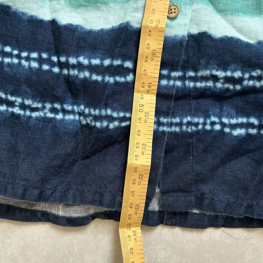 Donna Karan New York Women's Linen Lagenlook Blue Button Up Blouse - Picture 10 of 10